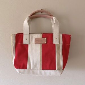 NWOT Kate Spade striped canvas satchel.